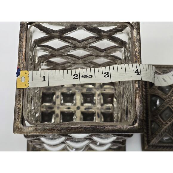 Vintage Brass Silver Tone Baroque Bronze Metal Bubble Glass Caged Apothecary Jar - Picture 10 of 10